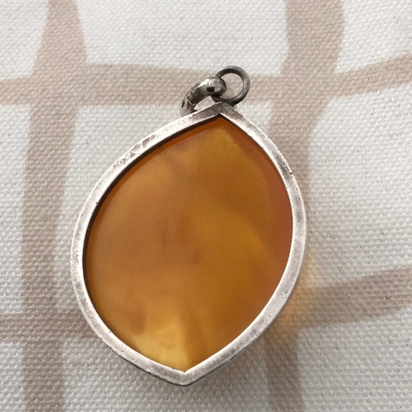 Vintage Sterling Baltic Amber Pendant - Picture 2 of 6